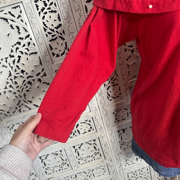 Vintage Red Pearl Embellished Cowl Neck Slouchy 3/4 Sleeve Blouse Sz Medium - Picture 3 of 7